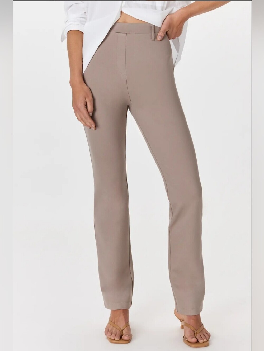 Quince Ultra-Stretch Ponte Straight Leg Pants Morel Grey Medium